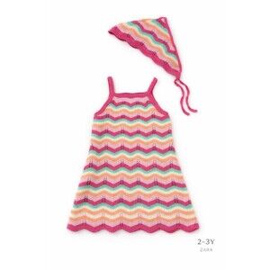 ZARA Toddler Crochet Dress Bonnet Set 2-3Y Colorful Chevron Striped